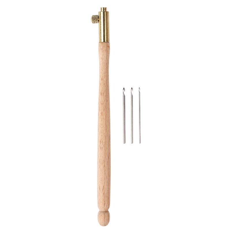 法式反繡實木手柄鉤針正反面刺刺繡反向串珠亮片繡鉤花珠繡工具-細節圖5