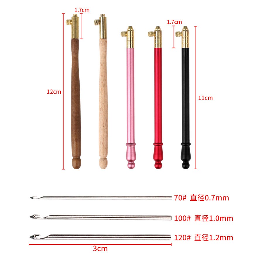 法式反繡實木手柄鉤針正反面刺刺繡反向串珠亮片繡鉤花珠繡工具-細節圖7