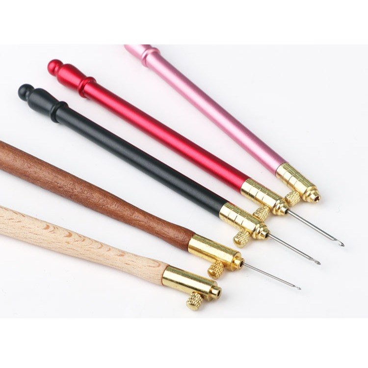 法式反繡實木手柄鉤針正反面刺刺繡反向串珠亮片繡鉤花珠繡工具-細節圖9