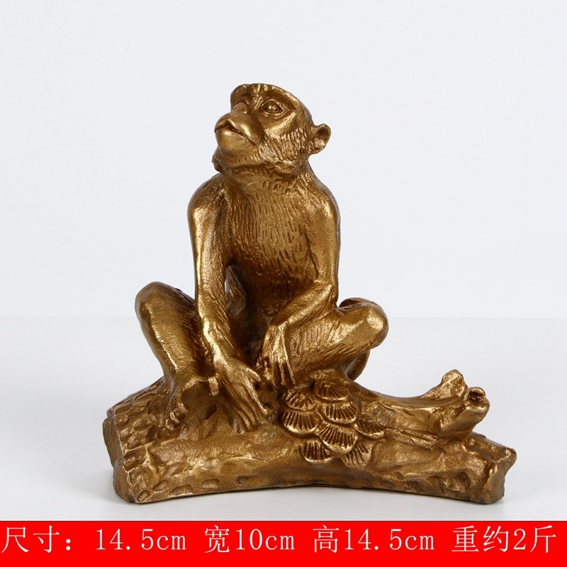 十二生肖猴純銅猴擺件招財風水工藝品家居客廳裝飾品擺設禮品-細節圖8