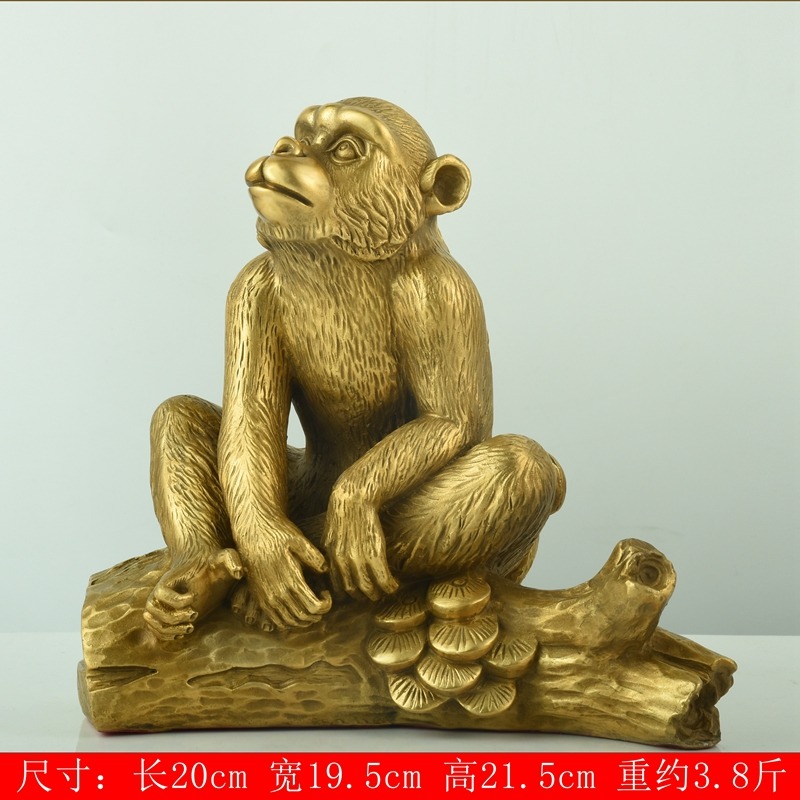十二生肖猴純銅猴擺件招財風水工藝品家居客廳裝飾品擺設禮品-細節圖9
