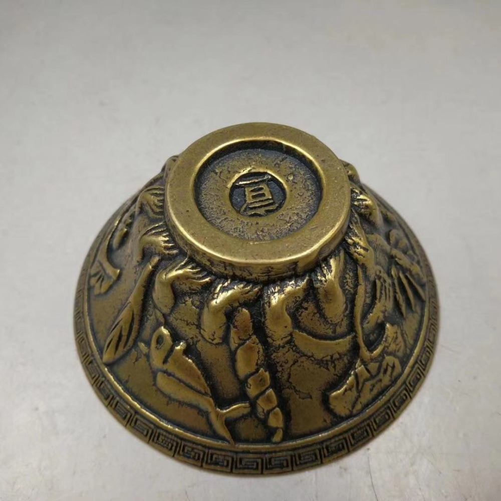 仿古蕫銅碗雙龍碗招財銅龍鳳福碗家居裝飾禮品純銅福碗黃銅碗-細節圖4