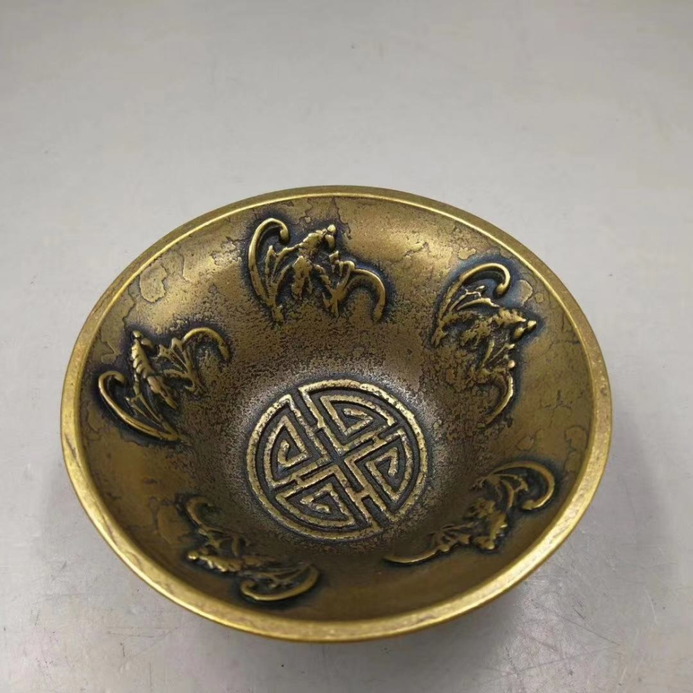 仿古蕫銅碗雙龍碗招財銅龍鳳福碗家居裝飾禮品純銅福碗黃銅碗-細節圖7