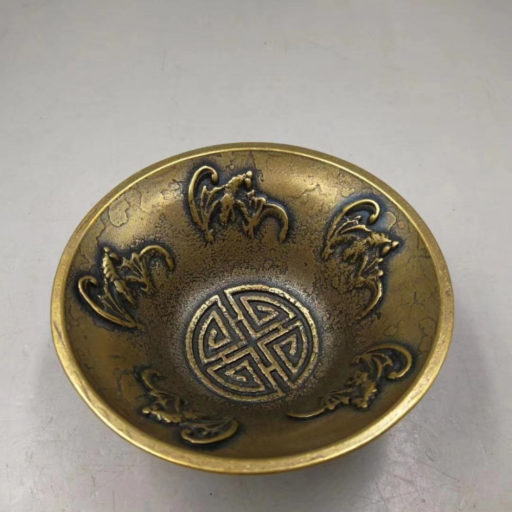 仿古蕫銅碗雙龍碗招財銅龍鳳福碗家居裝飾禮品純銅福碗黃銅碗-細節圖9