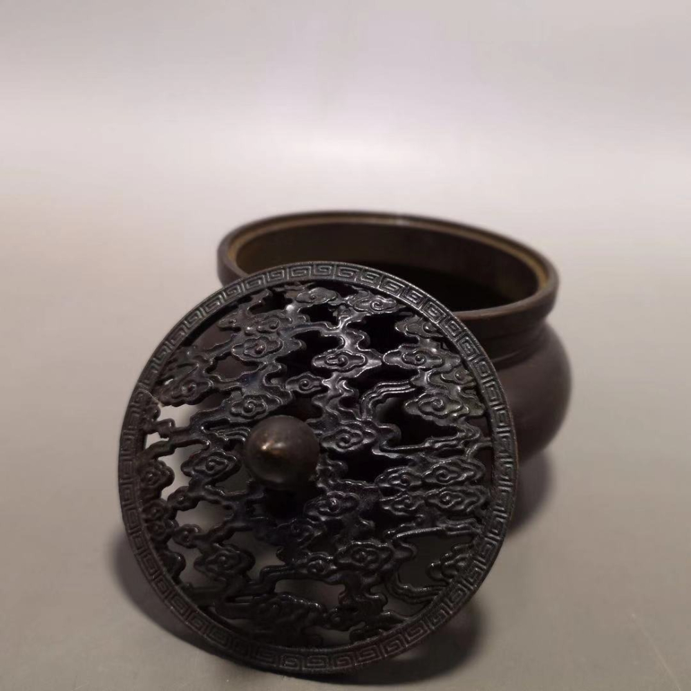 仿古做舊純銅香爐家用室內檀香爐薰香盤香爐供佛沉香香插仿古擺件-細節圖5