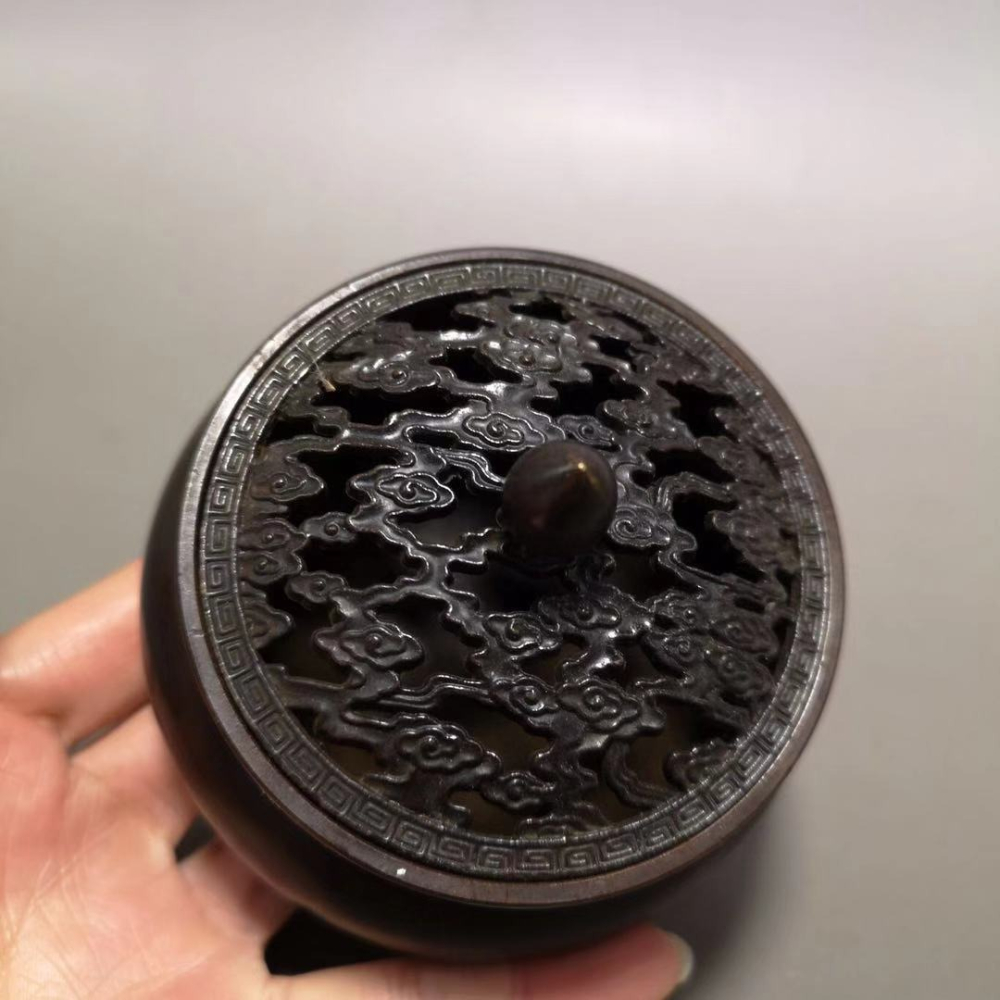 仿古做舊純銅香爐家用室內檀香爐薰香盤香爐供佛沉香香插仿古擺件-細節圖9