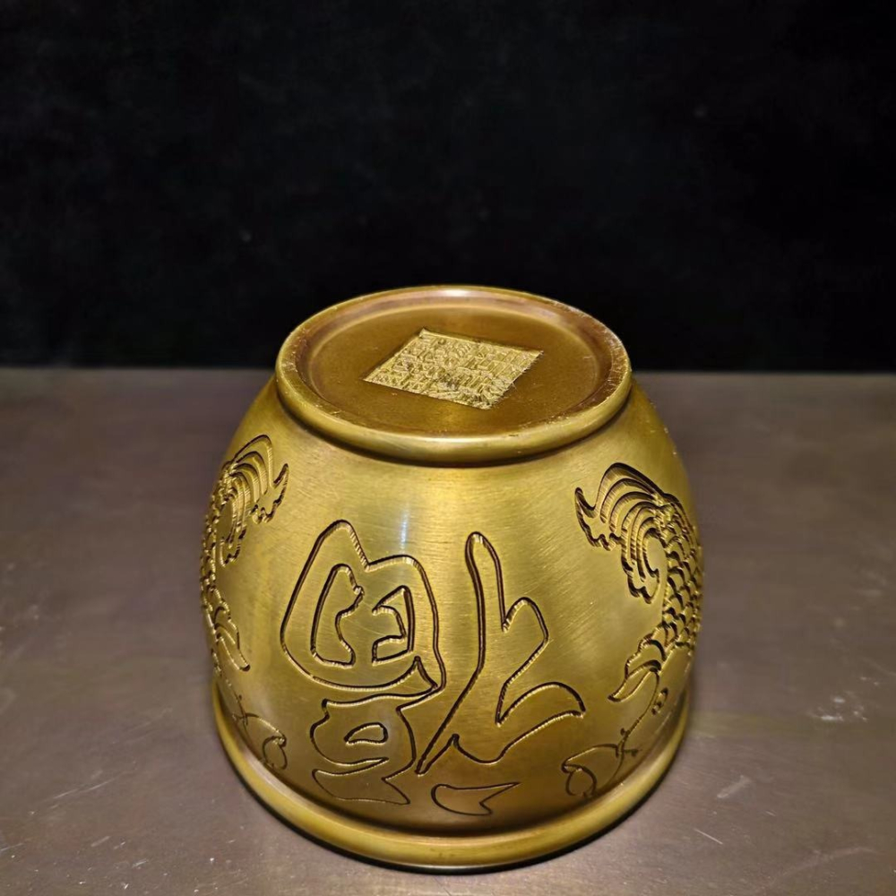 仿古純銅招財納福擺件聚財罐小缸香爐煙灰缸家居裝飾禮品古玩裝飾-細節圖10