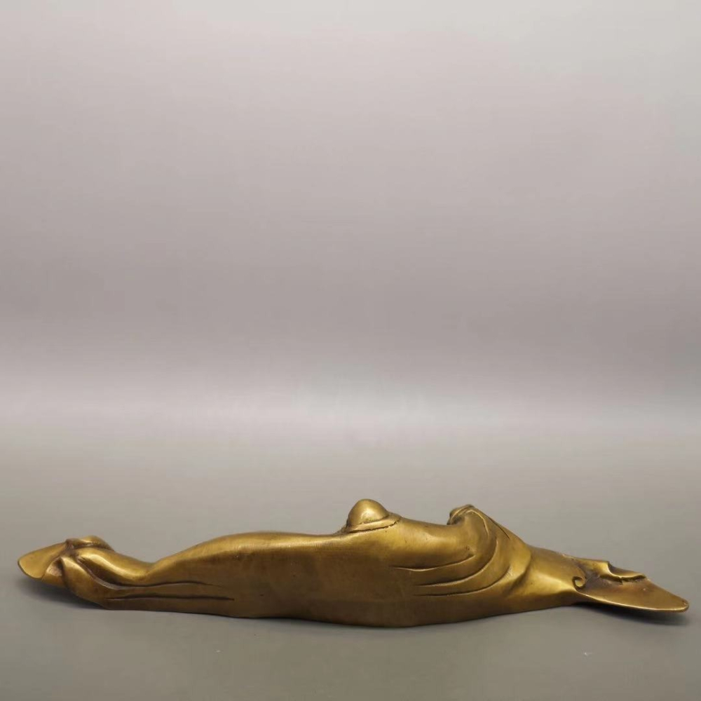 仿古純銅 創意中式文房四寶銅筆山筆架達摩祖師鎮紙筆架筆擱擺件-細節圖4