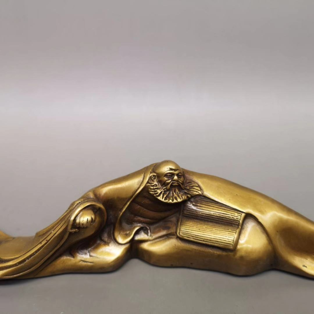 仿古純銅 創意中式文房四寶銅筆山筆架達摩祖師鎮紙筆架筆擱擺件-細節圖8