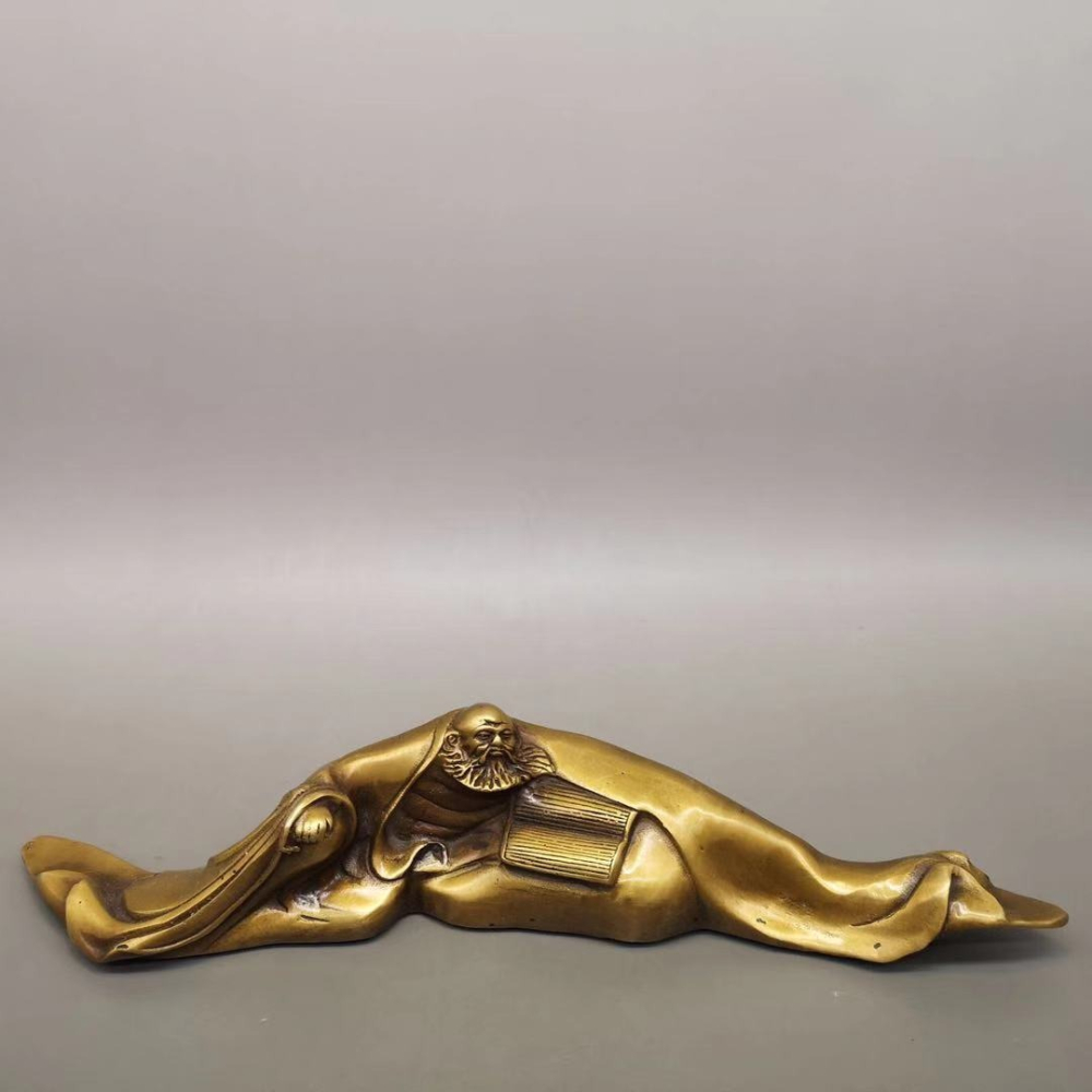 仿古純銅 創意中式文房四寶銅筆山筆架達摩祖師鎮紙筆架筆擱擺件-細節圖9