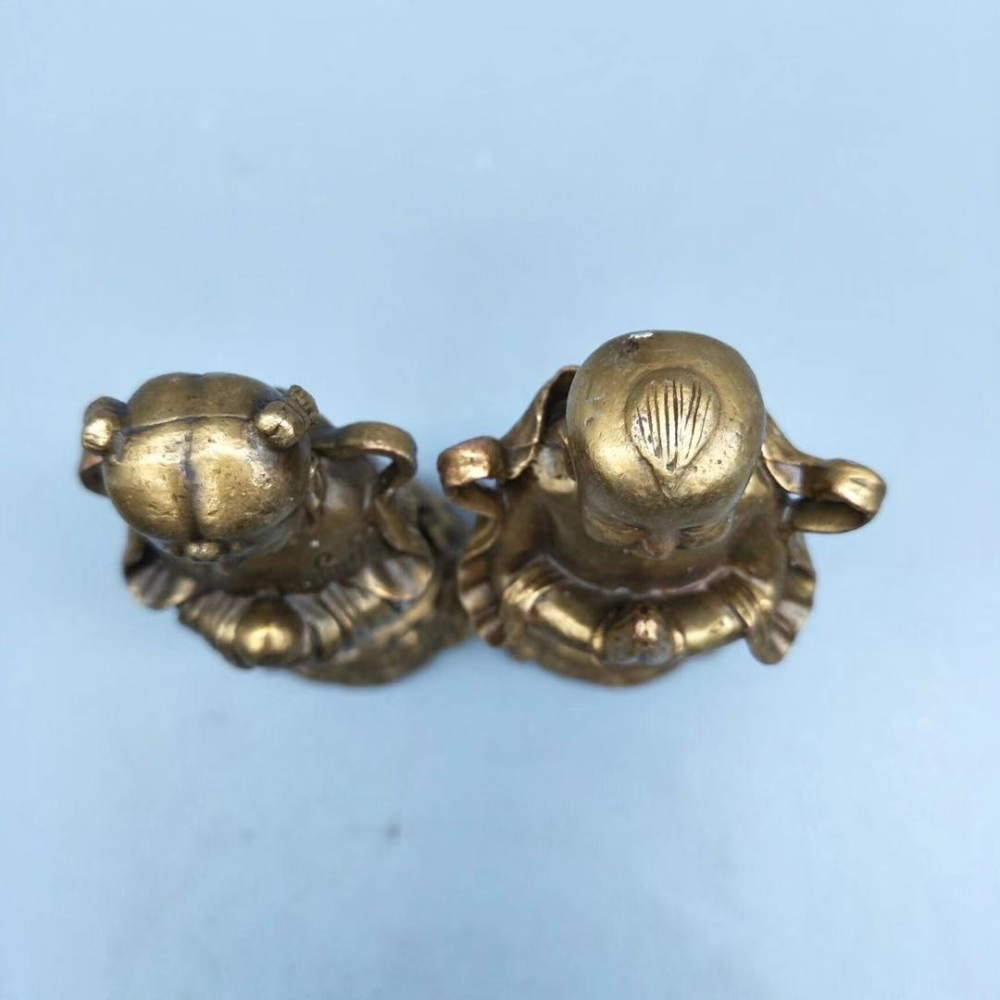 仿古做舊純銅金童玉女擺件善財童子龍女佛像一對家居裝飾擺設-細節圖5