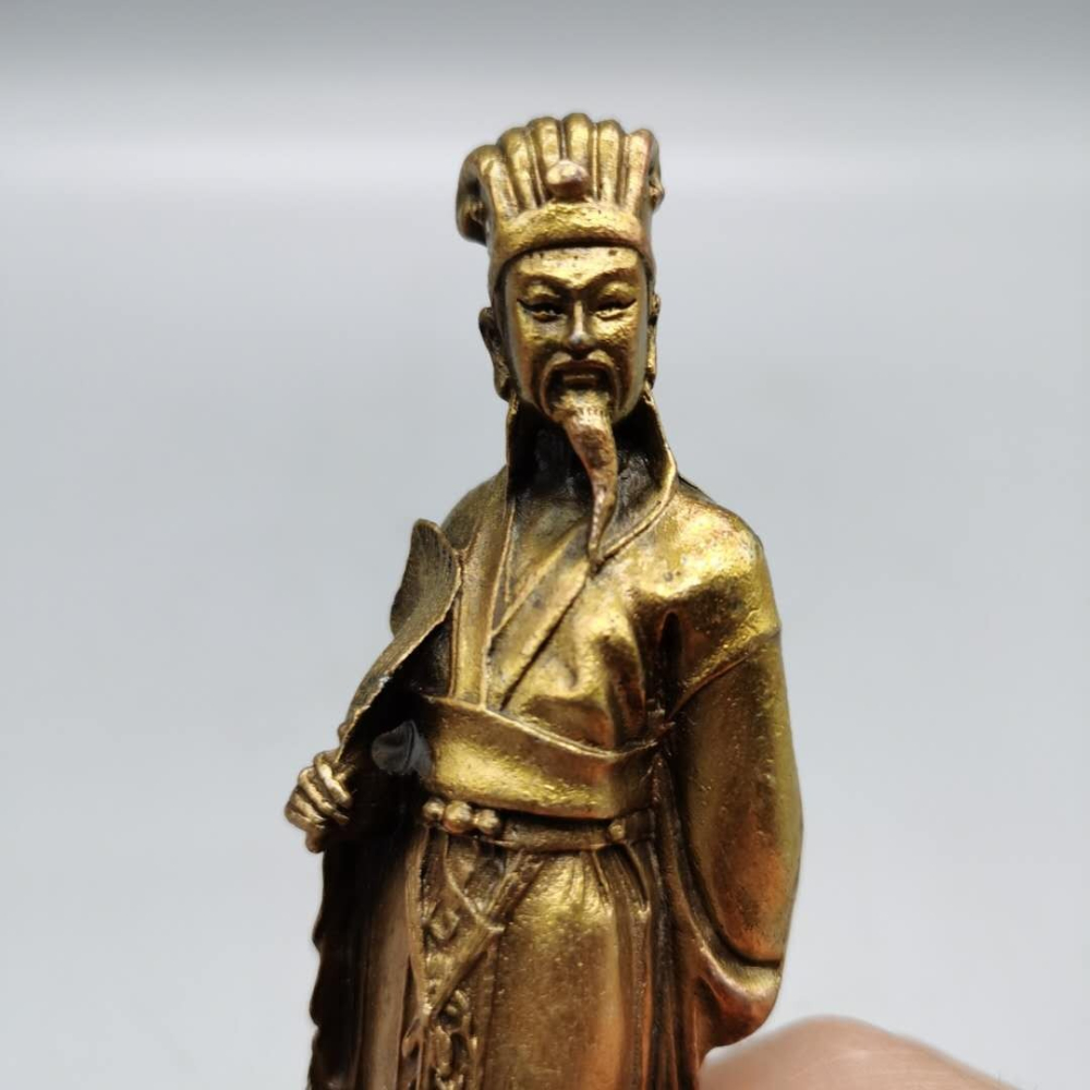 仿古純銅神機妙算諸葛亮擺件黃銅孔明助學業旺事業書桌辦公室擺件-細節圖10