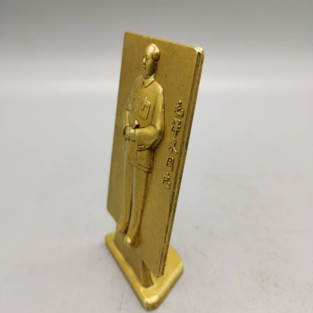 仿古純銅毛主席像章擺件毛澤東銅像書房車載辦公室裝飾品風水擺件-細節圖2