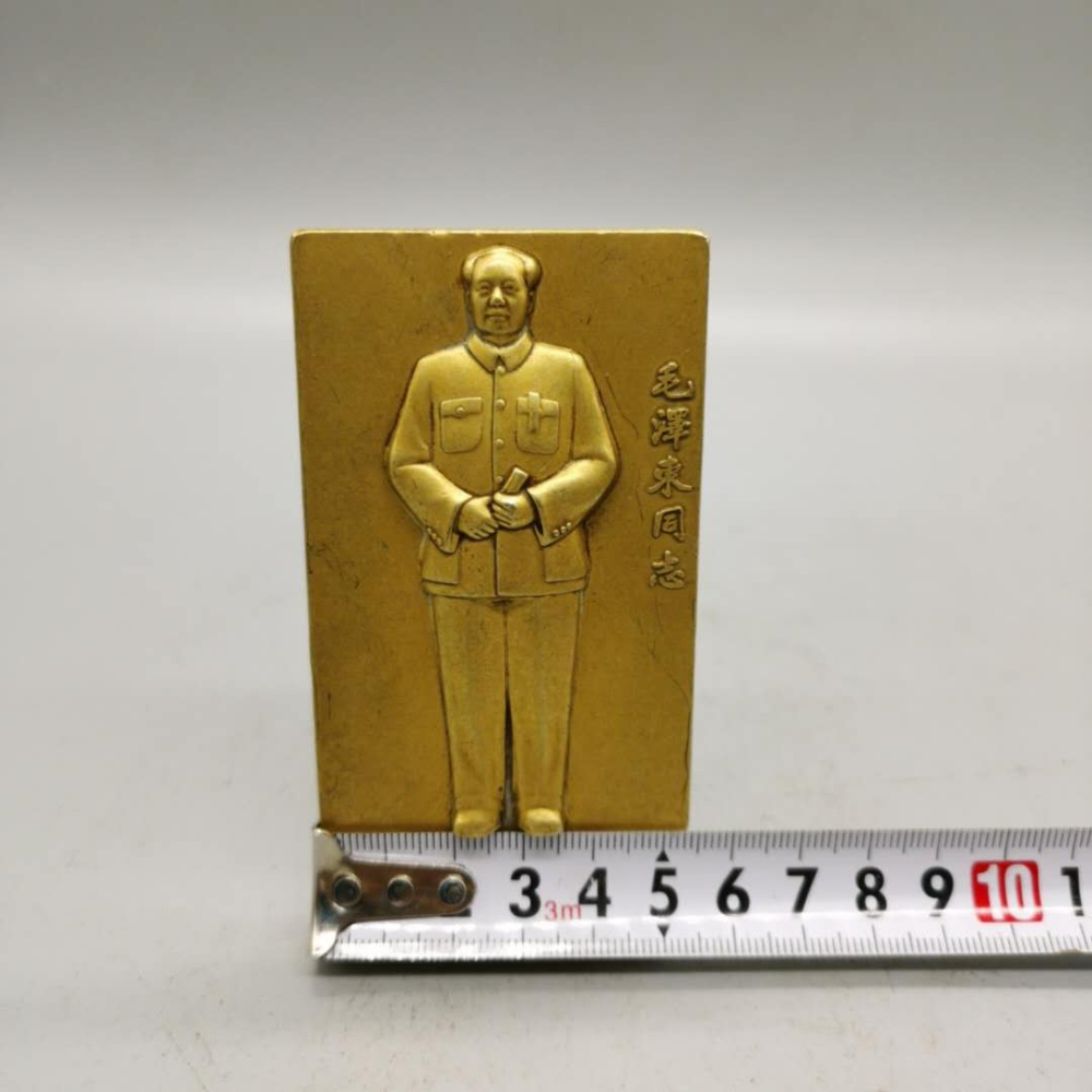 仿古純銅毛主席像章擺件毛澤東銅像書房車載辦公室裝飾品風水擺件-細節圖4