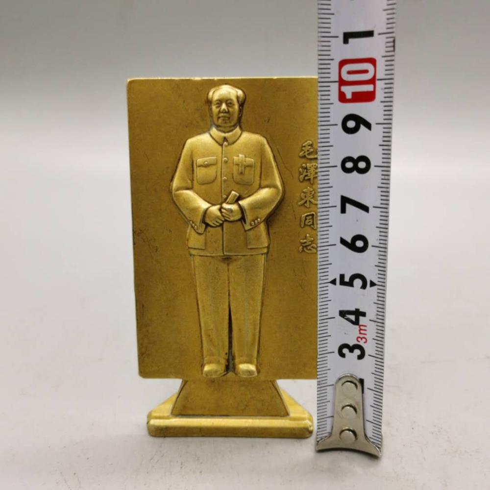 仿古純銅毛主席像章擺件毛澤東銅像書房車載辦公室裝飾品風水擺件-細節圖5