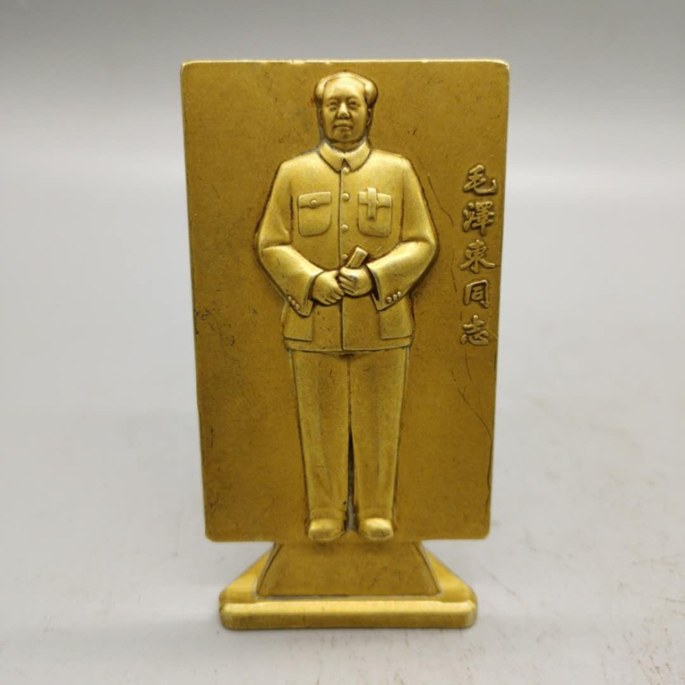 仿古純銅毛主席像章擺件毛澤東銅像書房車載辦公室裝飾品風水擺件-細節圖7