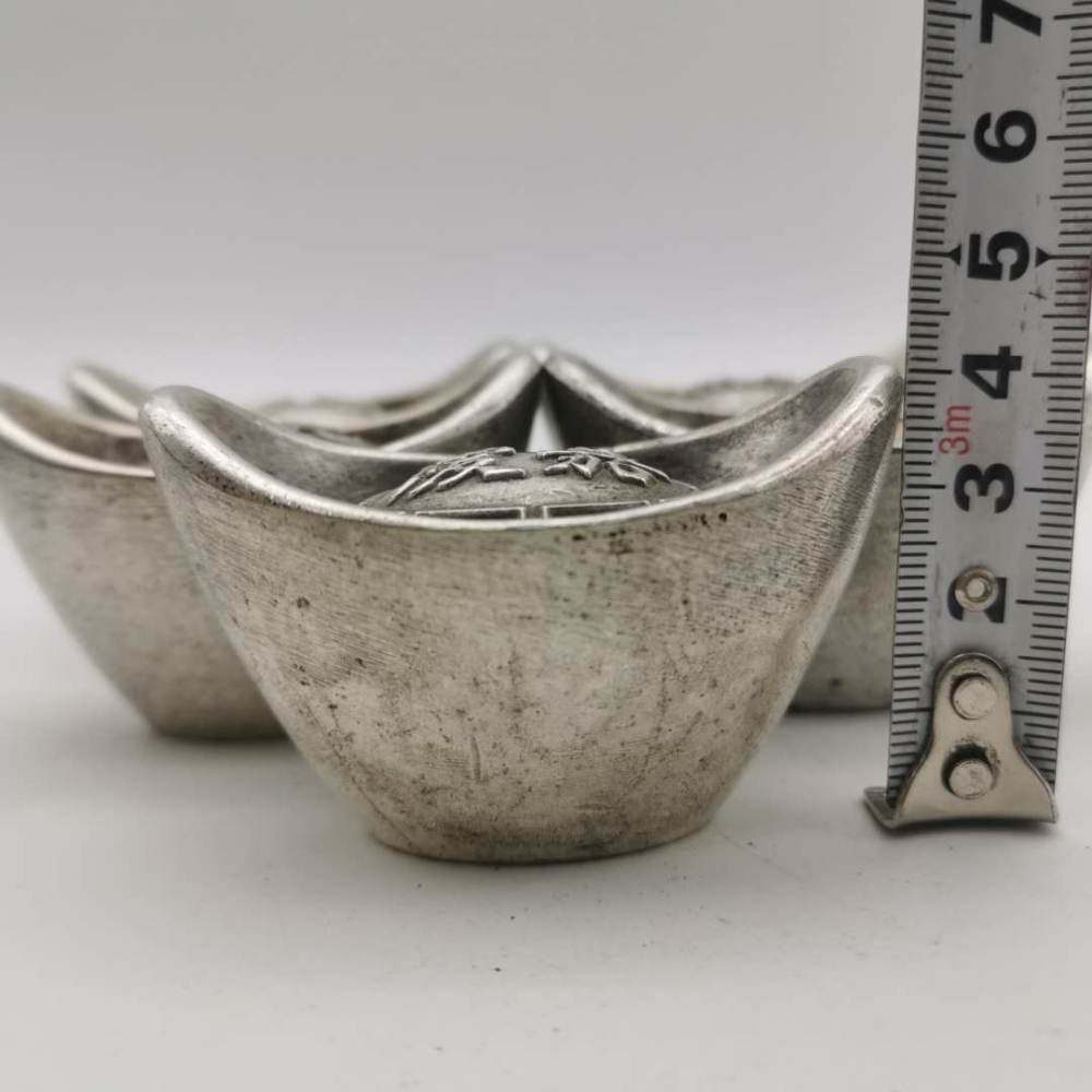 仿古白銅鍍銀五帝元寶一套純銅銀元招財家居裝飾五帝元寶桌面擺件-細節圖5