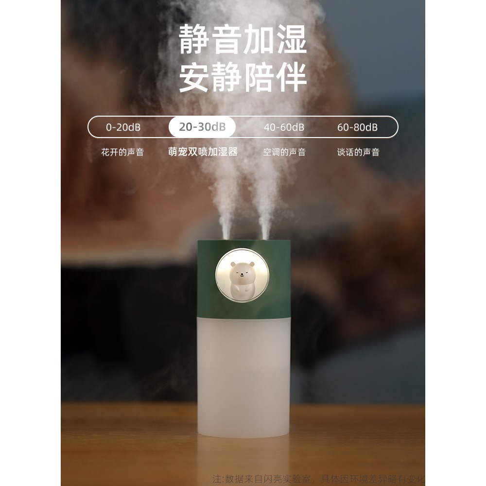 加濕器小型噴霧迷你USB桌面家用臥室靜音創意補水萌寵加濕器辦公室小熊可愛加濕器宿舍夜燈鹿加濕器孕婦嬰兒-細節圖2