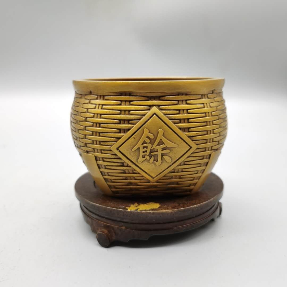 仿古純銅家用小香爐黃銅年年有魚家用風水招財缸客廳辦公室擺件-細節圖3