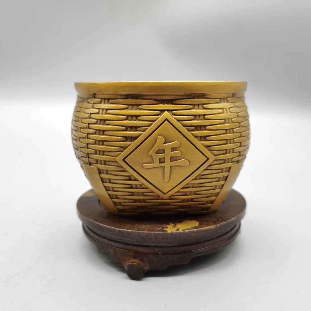 仿古純銅家用小香爐黃銅年年有魚家用風水招財缸客廳辦公室擺件-細節圖7
