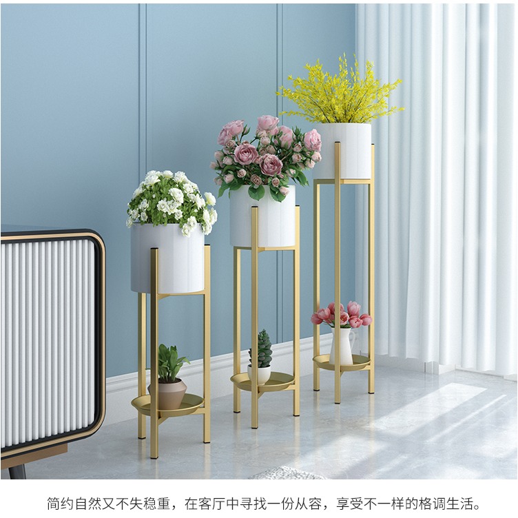 北歐輕奢客廳花架室內綠蘿多肉花盆植物架子簡約金屬鐵藝花盆架子-細節圖9