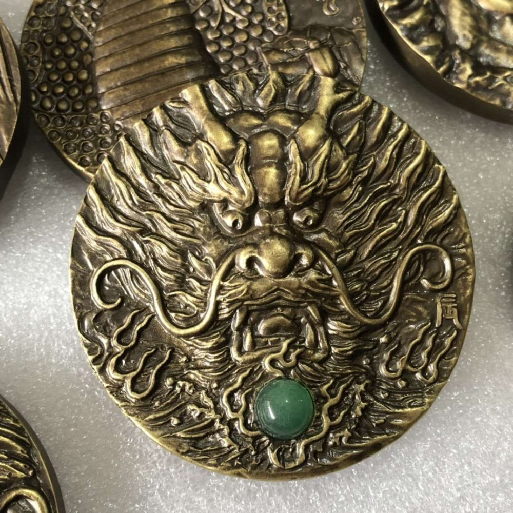 仿古純銅十二生肖紀念章大全套黃銅全套像章書桌辦公室裝飾品擺件-細節圖9