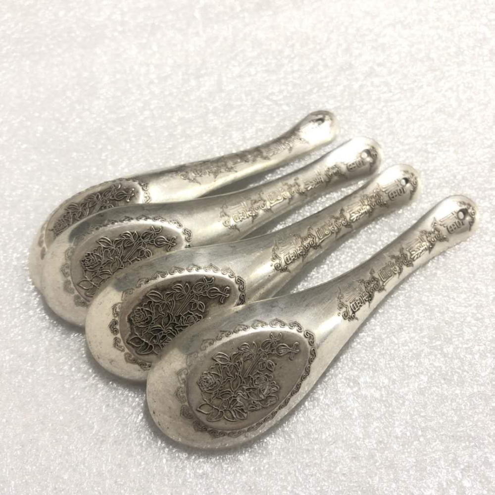 仿古做舊白銅鍍銀富貴有餘勺子擺件純銅勺子客廳書房裝飾工藝品-細節圖4