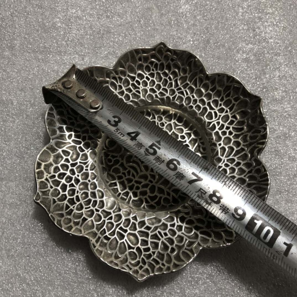 仿古白銅茶杯墊碟子茶具茶道合金杯託花朵盤子書房客廳工藝品擺件-細節圖10