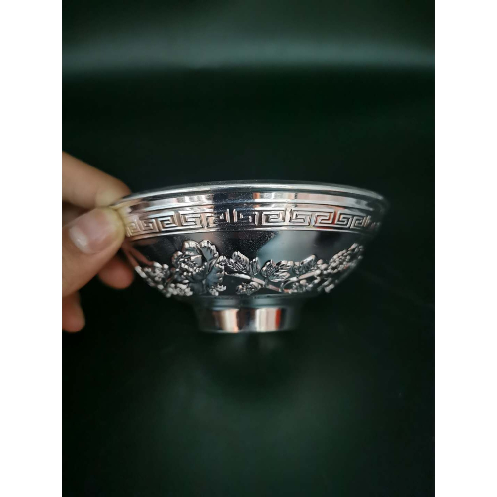 仿古白銅花開富貴碗年年有魚招財碗餐具供碗家居裝飾工藝品擺件-細節圖3