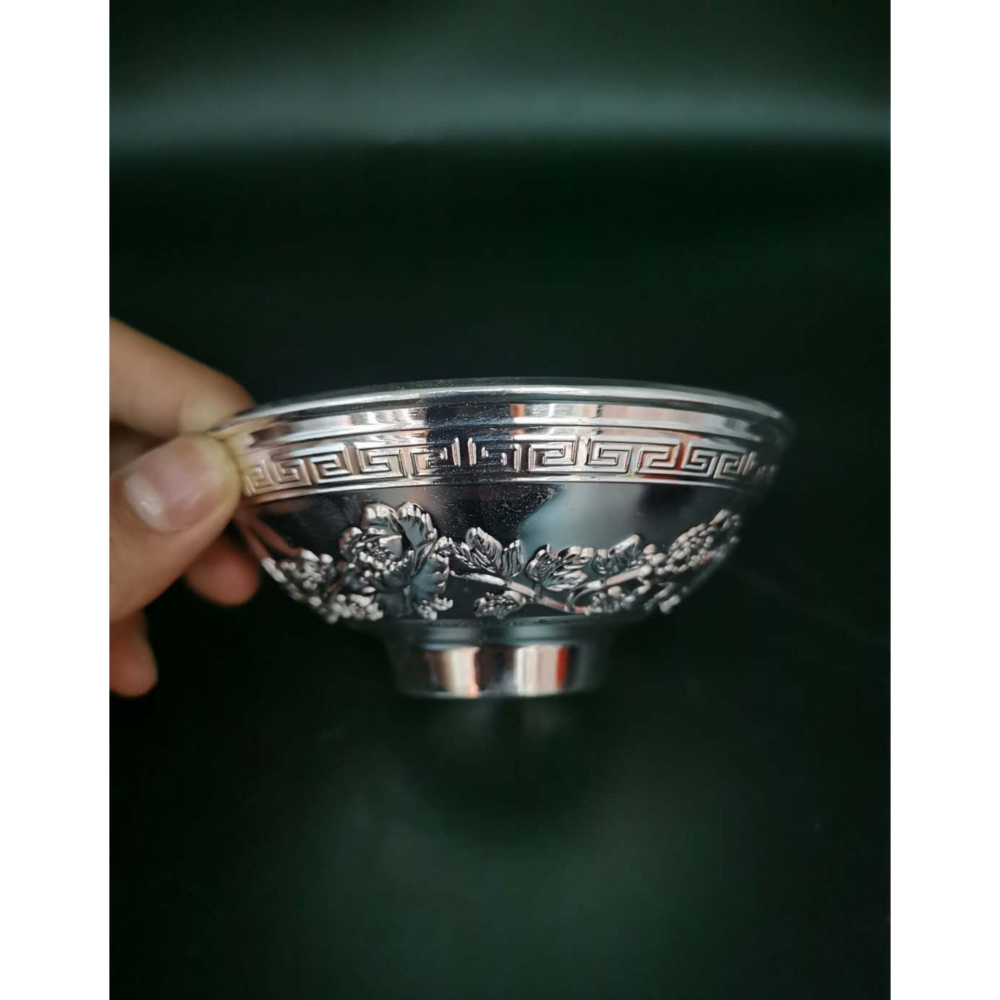 仿古白銅花開富貴碗年年有魚招財碗餐具供碗家居裝飾工藝品擺件-細節圖10