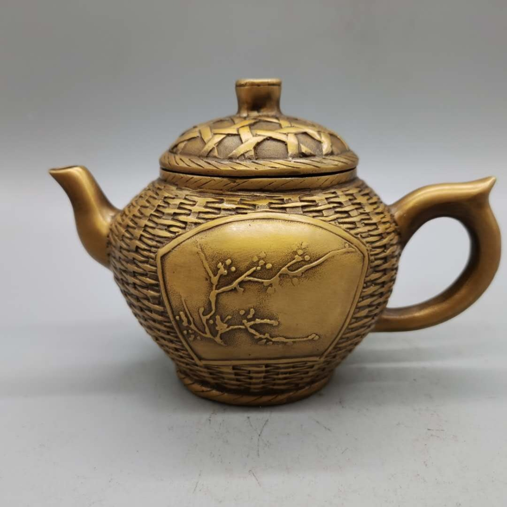 仿古純銅水壺茶壺隔斷擺件古玩銅器收藏家居茶道酒具裝飾工藝品-細節圖3