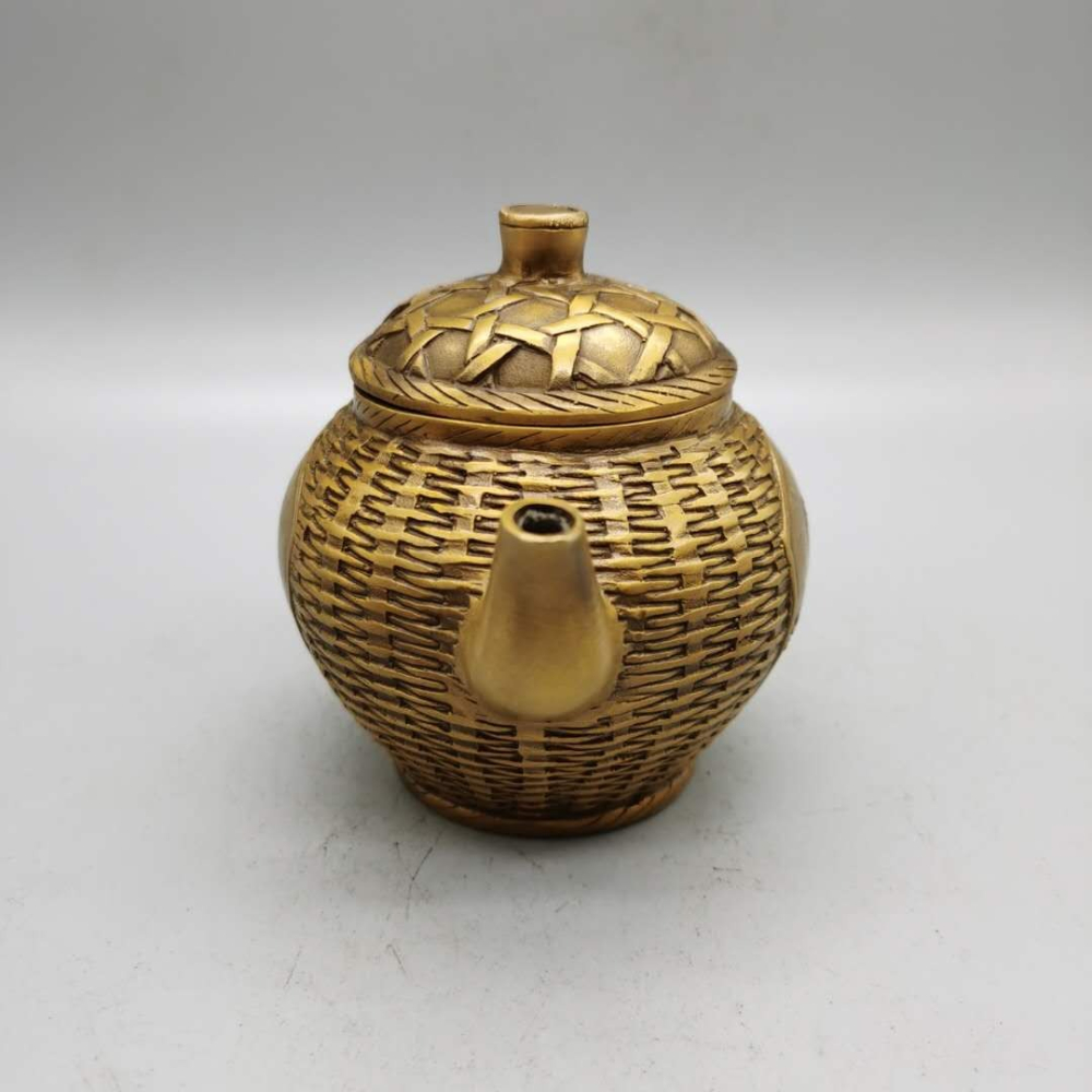 仿古純銅水壺茶壺隔斷擺件古玩銅器收藏家居茶道酒具裝飾工藝品-細節圖4