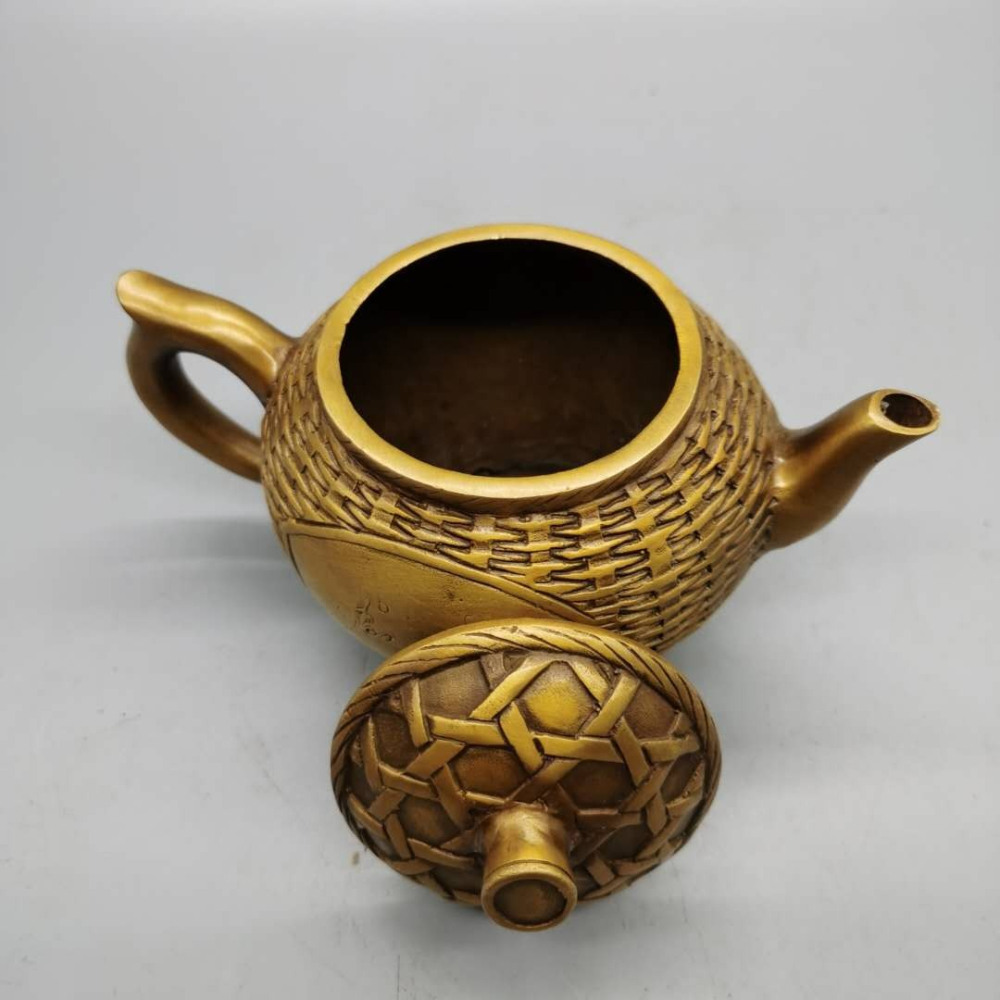 仿古純銅水壺茶壺隔斷擺件古玩銅器收藏家居茶道酒具裝飾工藝品-細節圖5