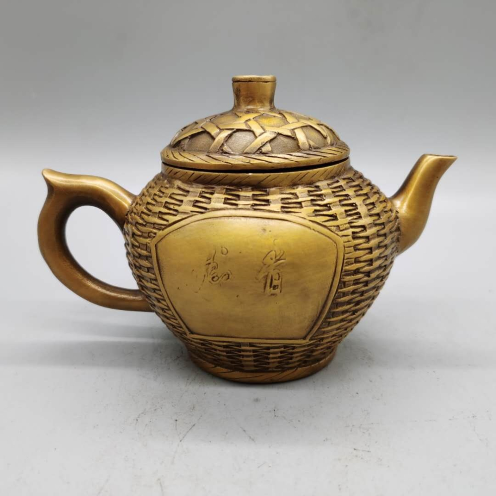 仿古純銅水壺茶壺隔斷擺件古玩銅器收藏家居茶道酒具裝飾工藝品-細節圖7