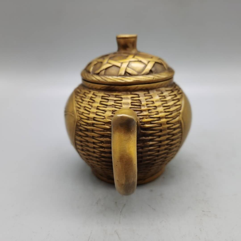 仿古純銅水壺茶壺隔斷擺件古玩銅器收藏家居茶道酒具裝飾工藝品-細節圖8