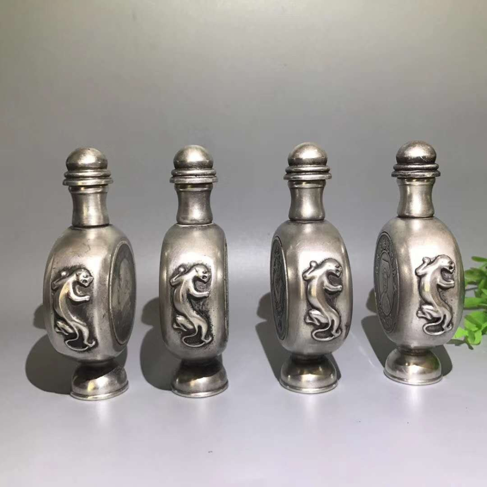 仿古白銅龍頭銀元鼻煙壺擺件古玩銅器收藏純銅慈禧太后鼻煙壺煙具-細節圖9