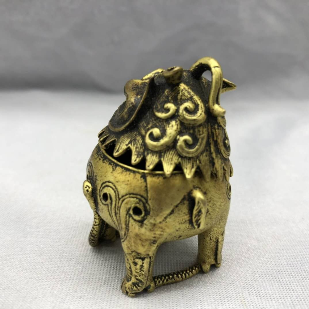 仿古創意貔貅薰香爐獨角神獸香爐車載裝飾小香爐書房茶寵工藝擺件-細節圖9