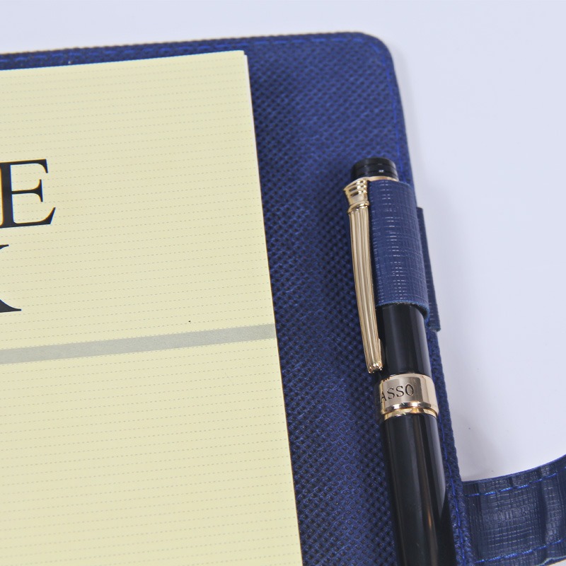 B5 A5皮面活頁本筆記本子可換替芯軟皮插口帶插筆記事本定製LOGO-細節圖3