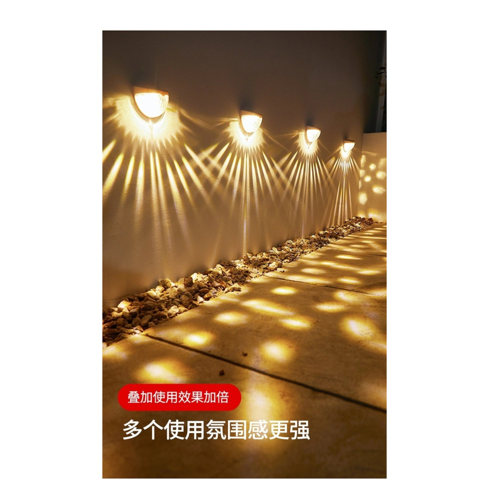 太陽能光影燈庭院子墻壁燈防水花園佈置照明圍墻戶外陽臺室外路燈-細節圖6