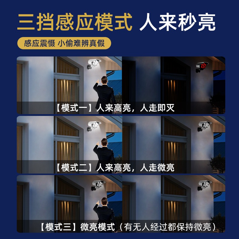太陽能燈農村門口大功率室內家用超亮庭院感應戶外新款仿真監控燈-細節圖3