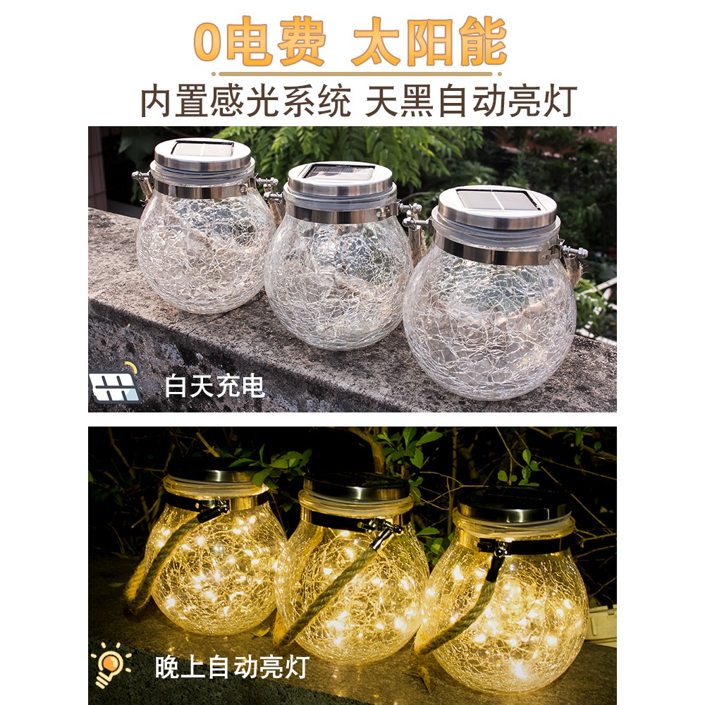 led太陽能戶外燈家用別墅庭院裝飾花園佈置院子陽臺創意防水掛燈-細節圖3