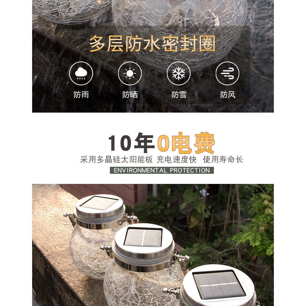 led太陽能戶外燈家用別墅庭院裝飾花園佈置院子陽臺創意防水掛燈-細節圖8