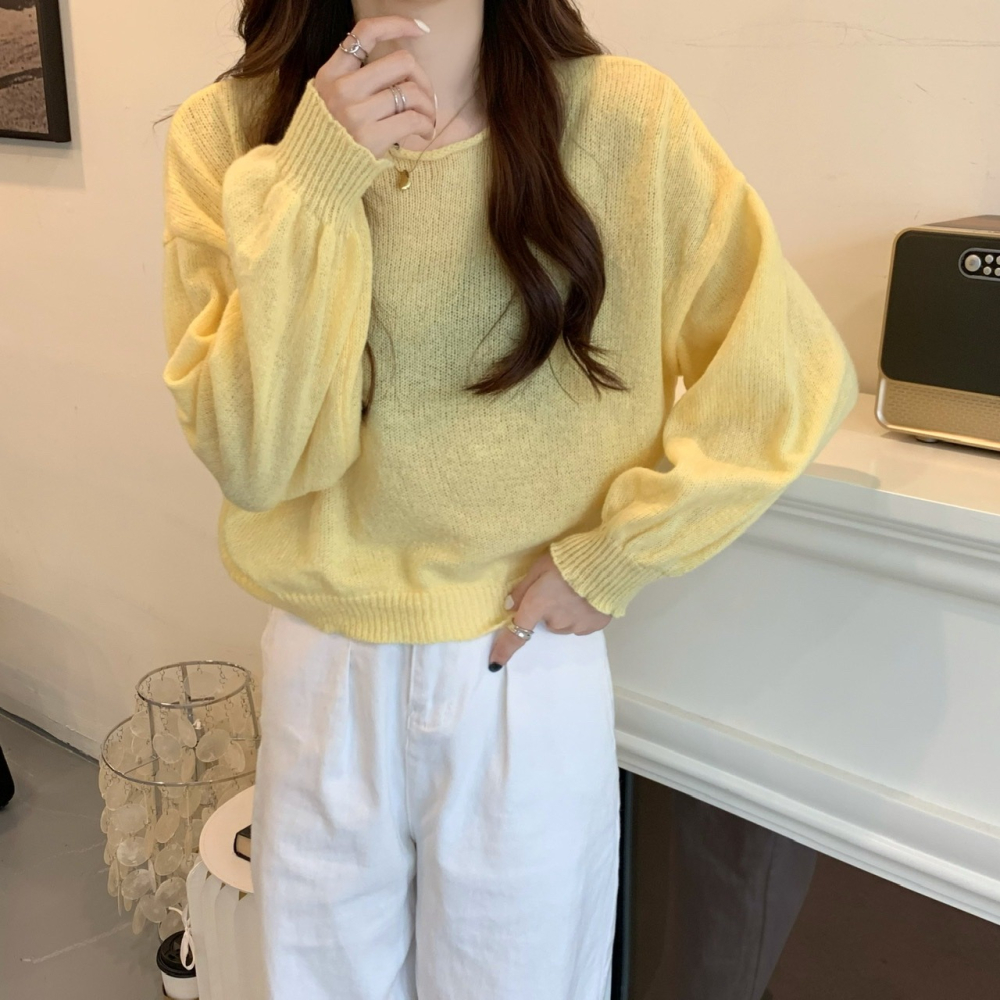 慵懶風套頭圓領打底毛衣女裝學生內搭秋冬新款寬松針織衫上衣-細節圖2