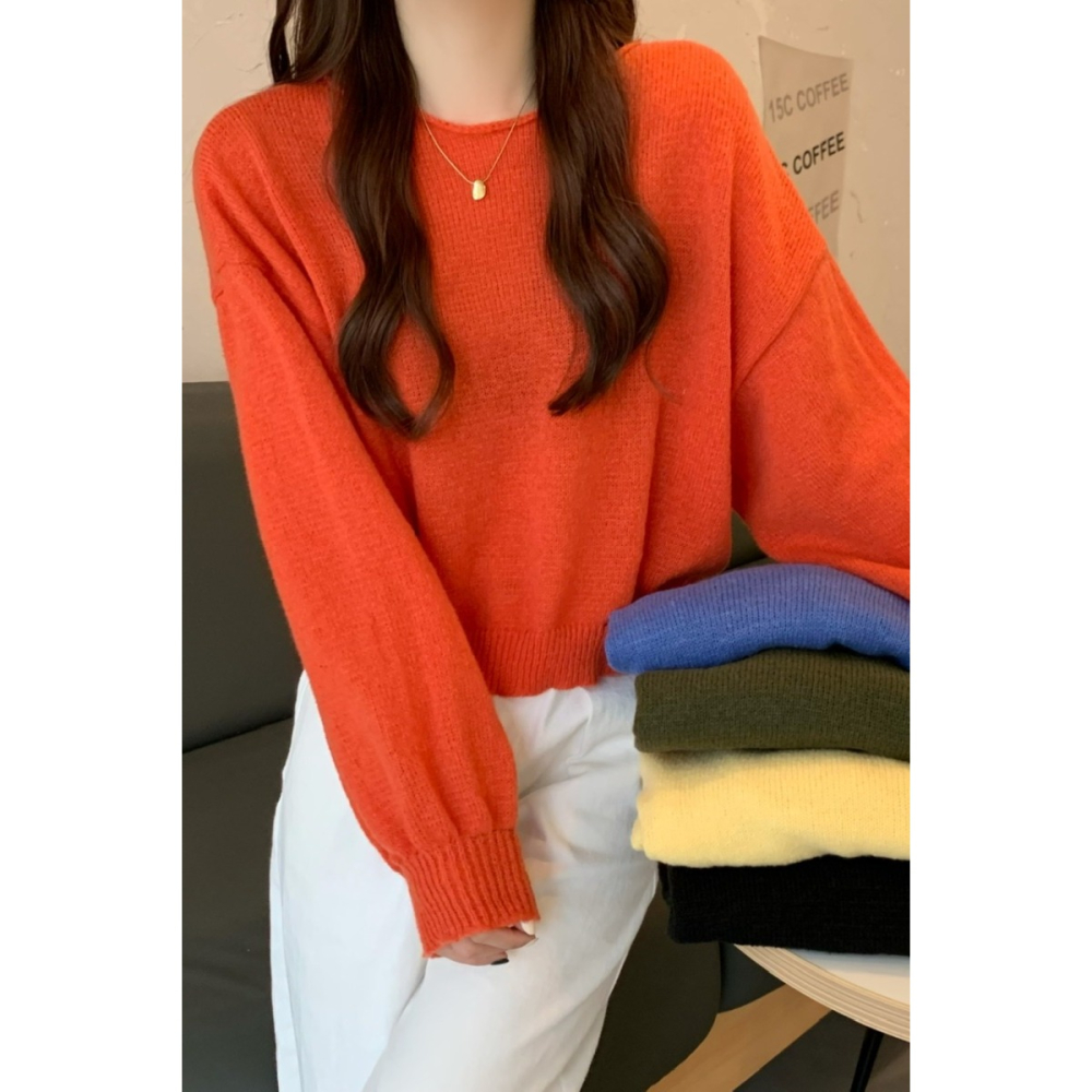 慵懶風套頭圓領打底毛衣女裝學生內搭秋冬新款寬松針織衫上衣-細節圖6