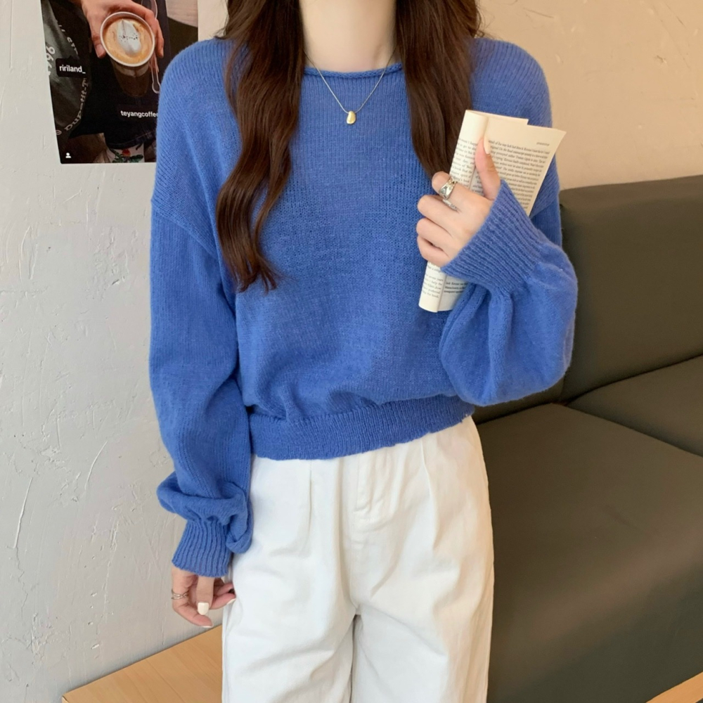 慵懶風套頭圓領打底毛衣女裝學生內搭秋冬新款寬松針織衫上衣-細節圖8