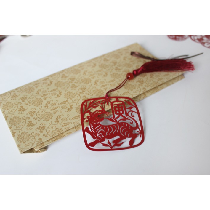 十二生肖屬相金屬書簽中國風流蘇文具外事禮品12生肖不銹鋼-細節圖3