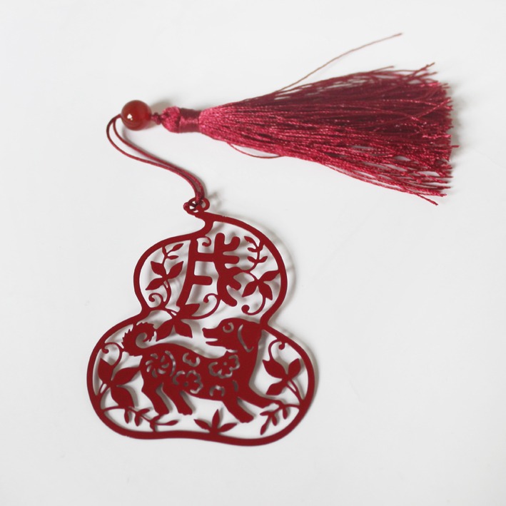 十二生肖屬相金屬書簽中國風流蘇文具外事禮品12生肖不銹鋼-細節圖9