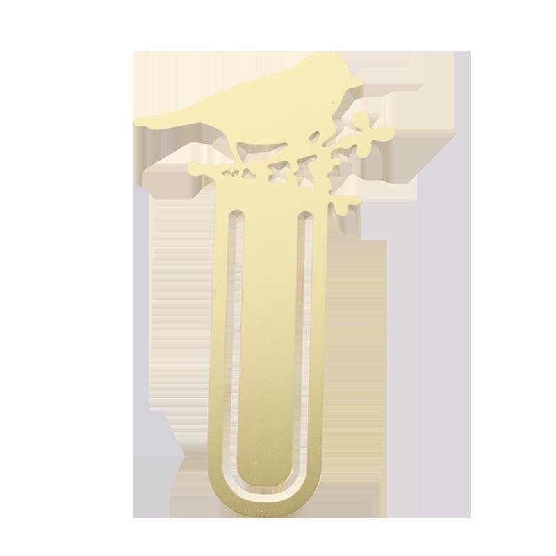 【雀上枝頭】黃銅金屬書簽創意小清新學生用古風文具禮品刻字定製-細節圖5