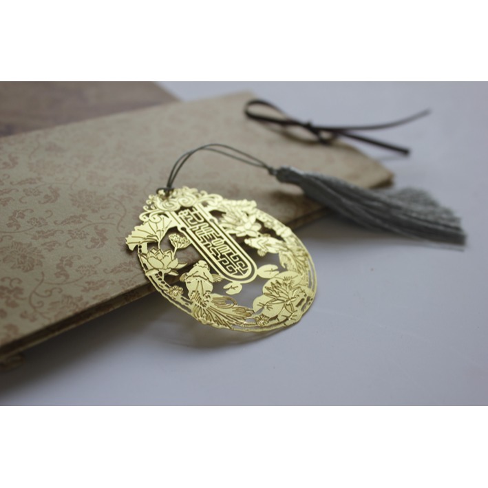 【如魚得水】中國風流蘇黃銅金屬書簽金魚吉祥如意文化創意禮品-細節圖8