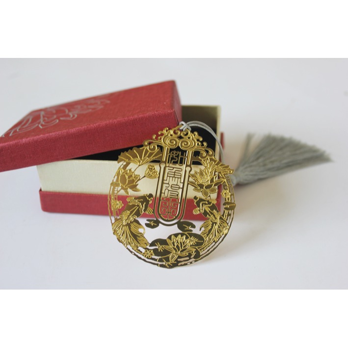 【如魚得水】中國風流蘇黃銅金屬書簽金魚吉祥如意文化創意禮品-細節圖9